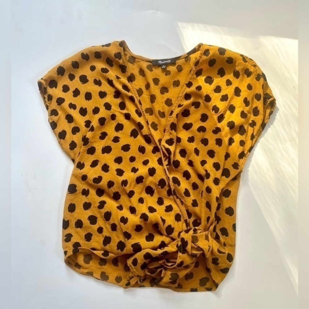 MADEWELL CHEETAH PRINT FAUX WRAP TOP​